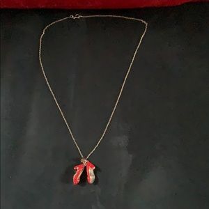 Ruby Red Crystal Shoe Necklace